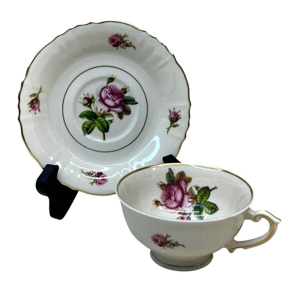 3 Syracuse China Federal Shape Victoria Rose Cup & Saucer Sets - Picture 6 of 11